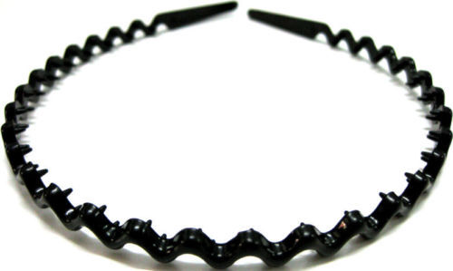Black wavy sports hairband - black,
